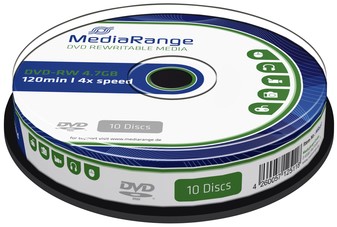 Dvd Rw Mediarange 4 7gb 1min 4x Speed 10 Stuks Bij Gebroeders Winter